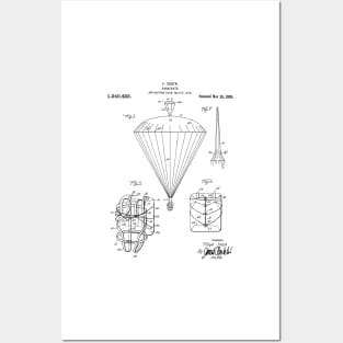 Parachute Patent - Sky Diving Art - Black And White Posters and Art